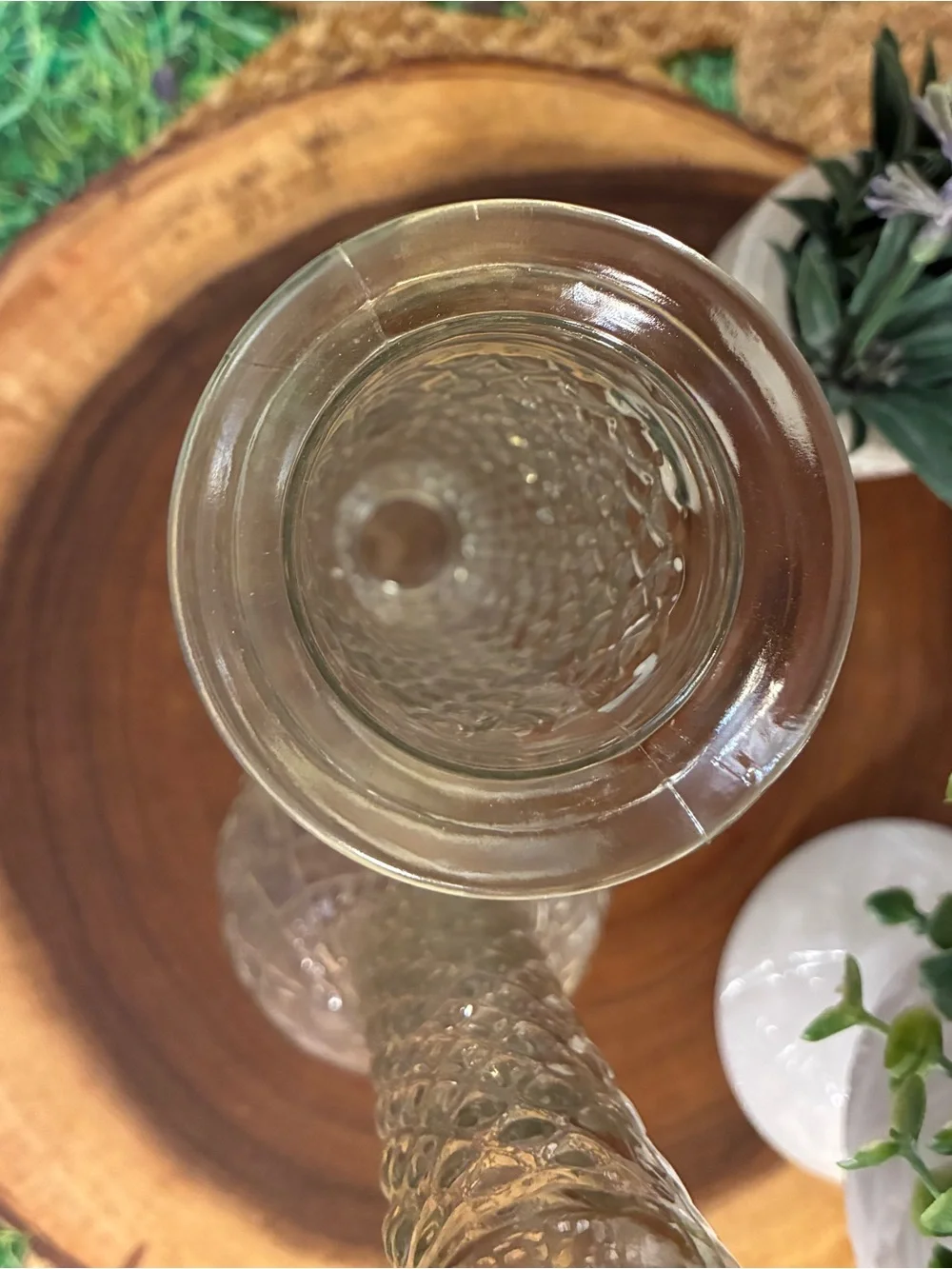 Clear Diamond-Texture Glass Bud Vases - Set of 2